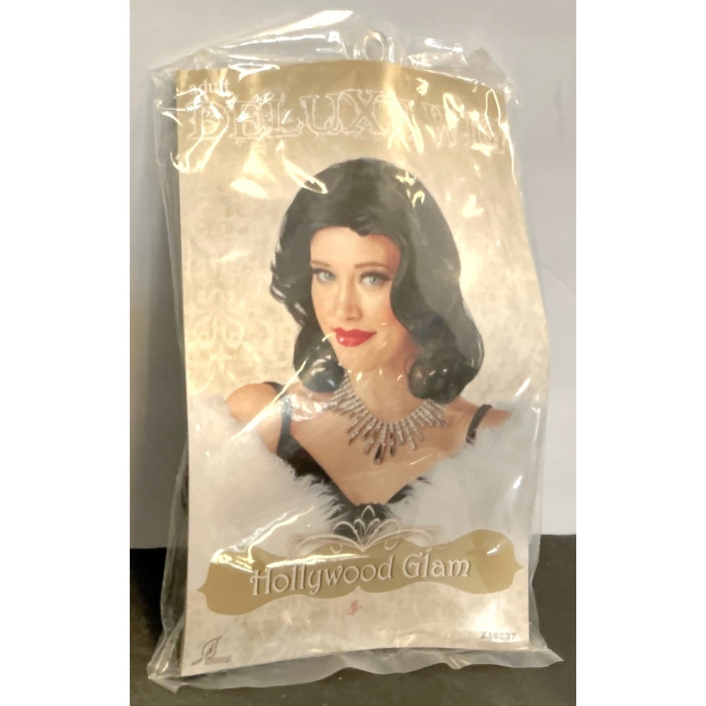 Hollywood Glam Black Vintage Wave Costume Wig Adult Deluxe Wigs Z16237 New